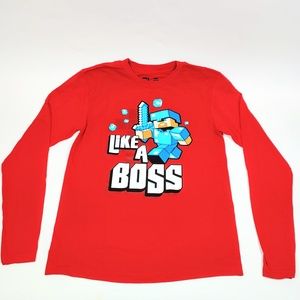 NWOT Minecraft Like A Boss Kids Long Sleeve Tee